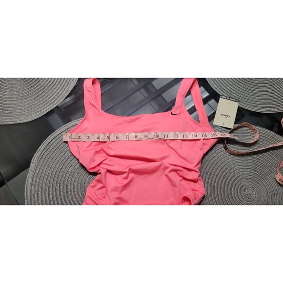 NIKE Essential One Piece Swimsuit Women Small Coral Pink Wide Strap U-Back - Picture 9 of 11